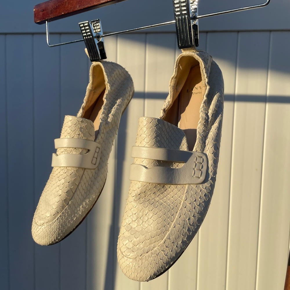 Lanvin White Python Loafers - image 7